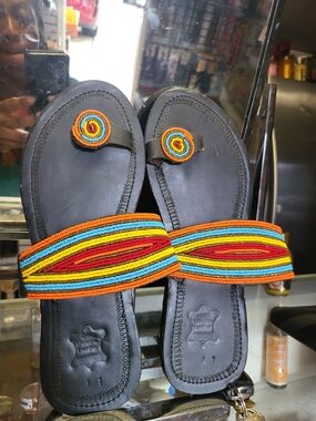 African Maasai Beaded Slippers Size 41 Usa 10